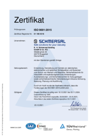 DIN EN ISO 9001: Main certificate including attachment: German/English